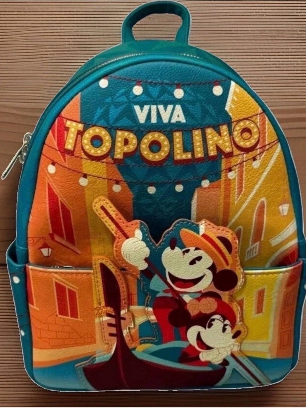 Disney Loungefly Viva Topolino Teal Cartoon Backpack Glow in the dark
